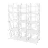 12 Cube Wire Grid Organiser Bookcase Storage Cabinet Wardrobe Closet White